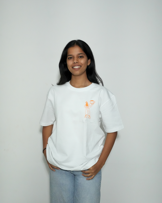 Orange puff printed T-Shirt