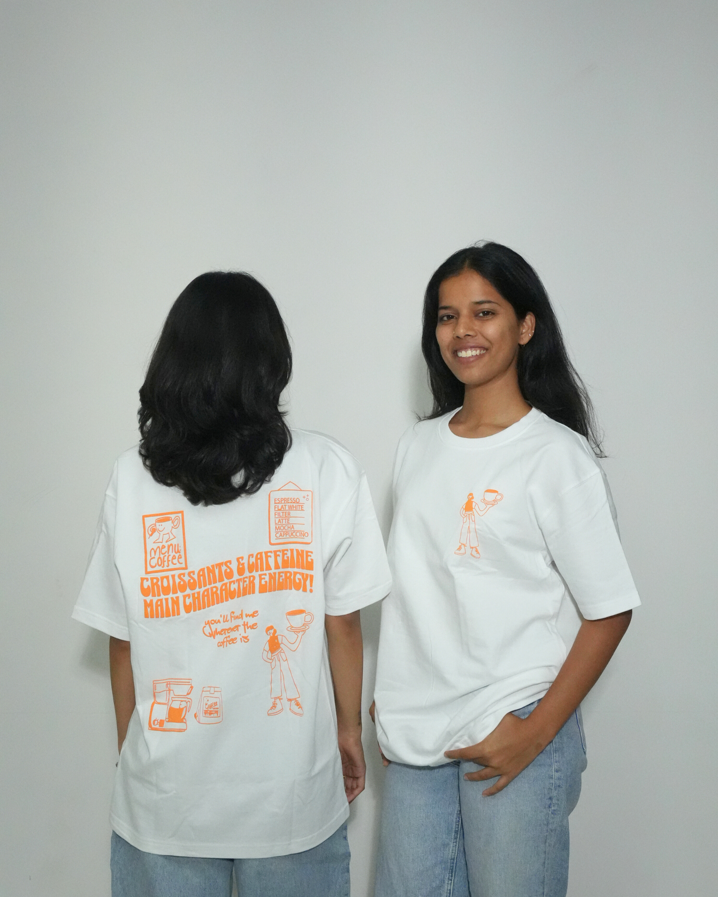 Orange puff printed T-Shirt