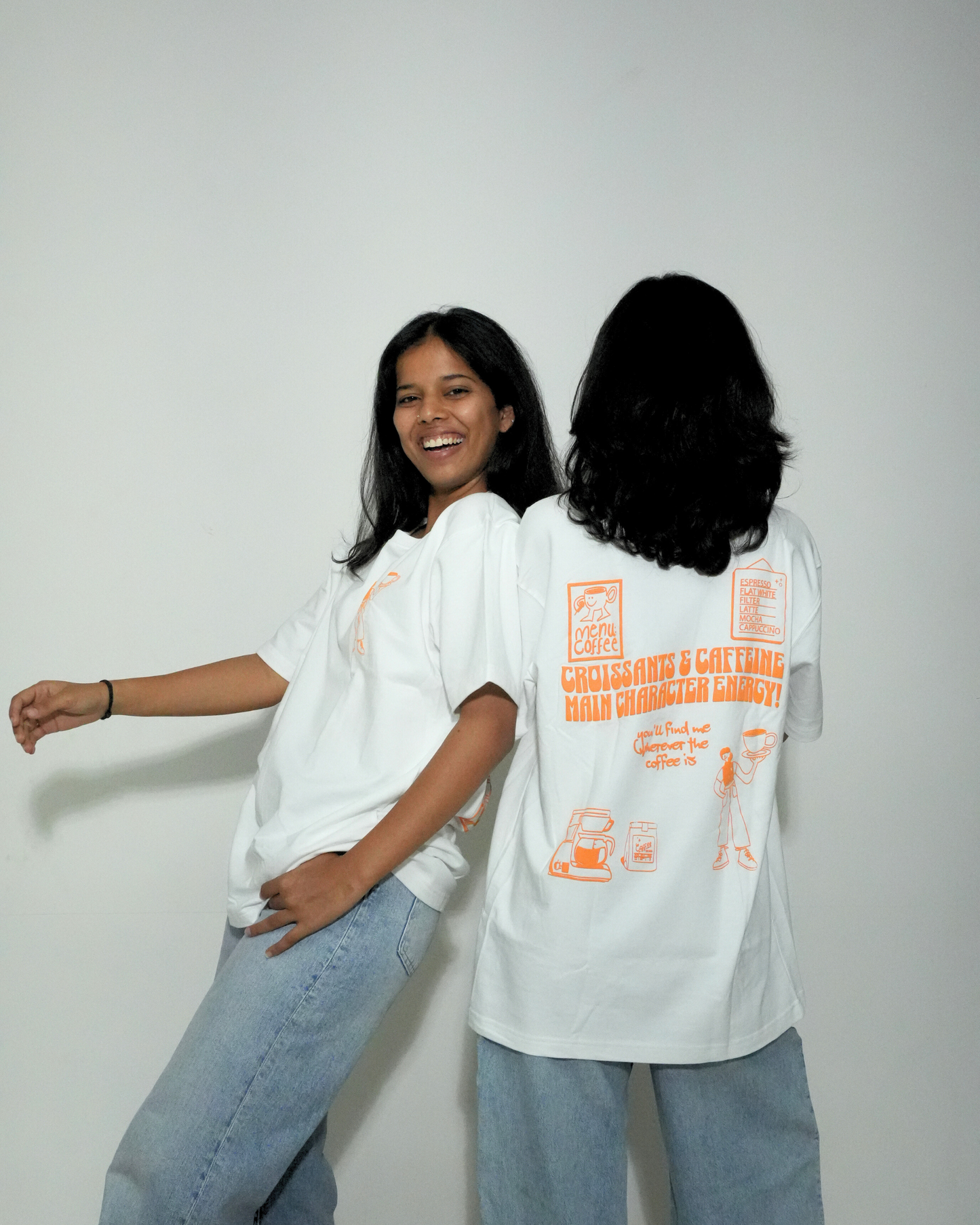 Orange puff printed T-Shirt